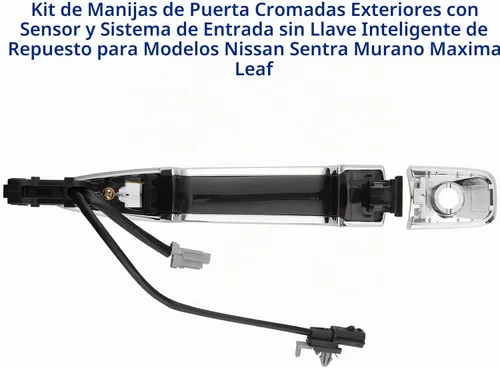 Vista 2 de Manijas de puerta exteriores cromadas (2 unidades, izquierda y derecha) con sensor de entrada de llave inteligente, compatible con Nissan