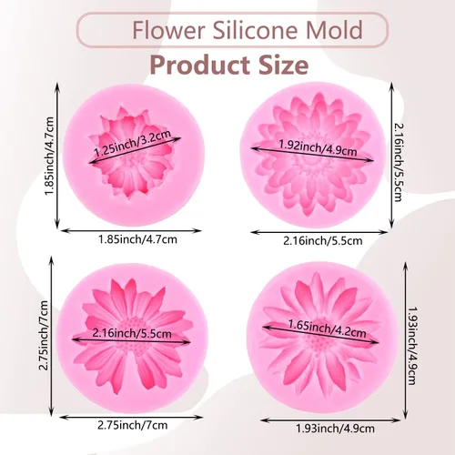 Vista 3 de Molde de silicona para fondant de flores de crisantemo, molde de silicona para margarita, para decoración de pasteles, decoración de cupcakes, pasta