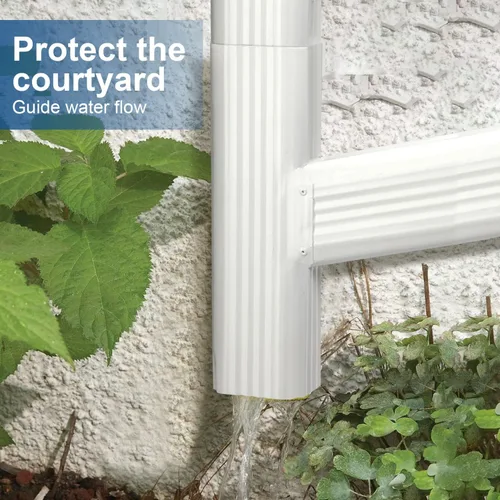 Vista 3 de VYH Canal Downspout Y Conector 2x3 Estándar Izquierdo Alto Brillo Blanco