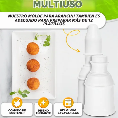 Vista 4 de Arancini Maker - Juego de 2 moldes para fabricar, 5.64 oz/5.65 onzas, plástico (blanco)