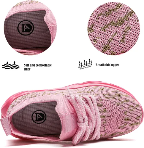 Vista 3 de DADAWEN Tenis deportivos para niños y niñas, ligeros, transpirables, para correr, para niños pequeños, niños grandes