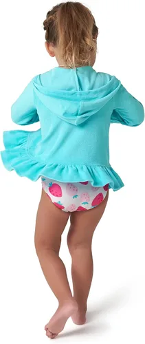 Vista 5 de Gerber Cubierta para traje de baño con capucha y cremallera para bebés y niñas pequeñas, Rosado