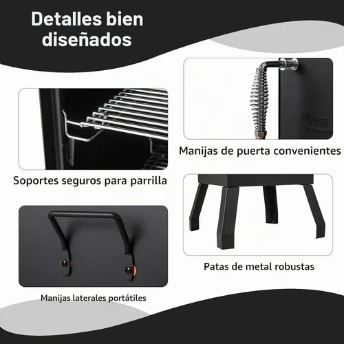 Vista 3 de Happygrill - Parrillas de carbón de 40 pulgadas con bandeja de agua extraíble y rejillas para parrilla