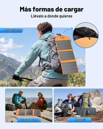 Vista 7 de SOLUPUP Paneles Solares 30W Portátiles Plegables Cargador Solar con USB-A 5V y USB-C de Carga Rápida Compatible con iPhone, iPad, Samsung, Power