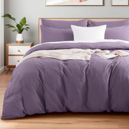 Vista 44 de NEXHOME PRO Funda de edredón Twin XL 100% algodón lavado, transpirable, duradera, texturizada, similar al lino, juego de ropa de cama para el hogar