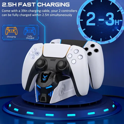 Vista 3 de KICKDOT Accesorios para controlador PS5 Estación de carga para controlador Dua-SenseEdge, estación de carga para controlador PS5 incl. Base de carga