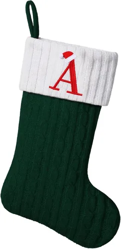Vista 25 de Medias de Navidad personalizadas de 19 pulgadas con iniciales bordadas, medias de Navidad de punto negro para decoraciones de vacaciones familiares