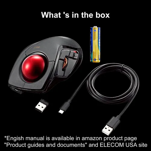 Vista 9 de ELECOM DEFT PRO Ratón de Trackball, con cable, inalámbrico, conexión Bluetooth de 3 tipos, diseño ergonómico, función de 8 botones, bola roja