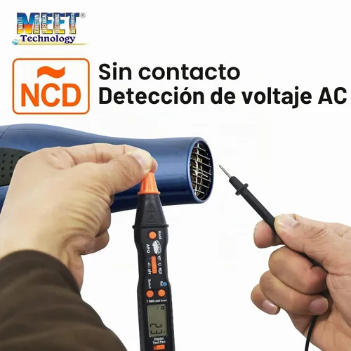 Vista 3 de Multímetro inteligente tipo bolígrafo, 2000 cuentas de rango automático con detección NCV, nuevo sensor de voltímetro sin contacto NCD y SPT, prueba