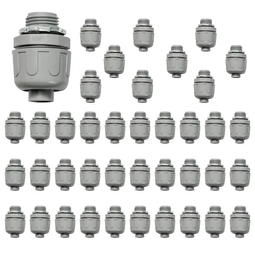 Vista 9 de Conectores de conducto, conector hermético de líquido de 1/2 pulgada NPT no metálico para accesorios de conducto flexibles eléctricos de PVC, 180