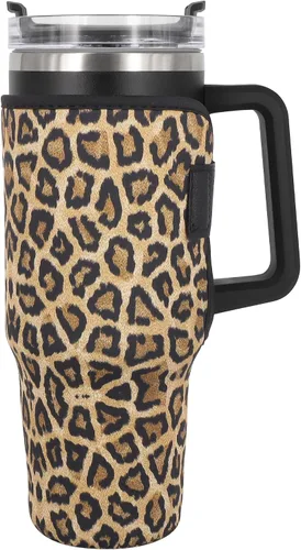 Vista 8 de Fundas aisladas de neopreno reutilizables, idea para vaso de 40 onzas con asa (solo mangas de taza) (China floral abstracta) Reusable Neoprene