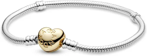 Vista 2 de PANDORA Moments - Pulsera de cadena de serpiente con cierre de corazón Dorado