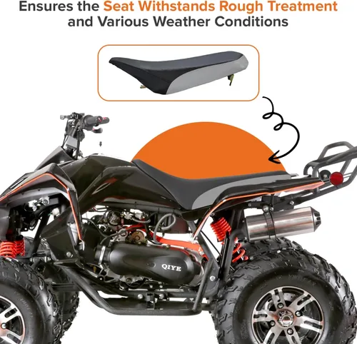 Vista 3 de AlveyTech Asiento de vinilo negro y gris para ATV de 90 cc - 150 cc