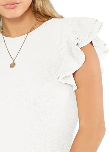 Vista 4 de Romwe Body de manga corta con volantes y cuello redondo para mujer