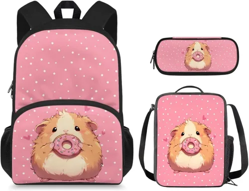 Vista 26 de Mochila 3D Otter para niños de 9 a 11 años, bonita mochila para niñas para la escuela, mochila elegante para niños con lonchera y bolsa