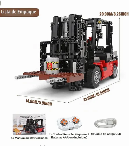 Vista 4 de Mould King 13106 Kit de Bloques de Construcción de Montacargas, Modelo de Camión Elevador de Estantería de Servicio Pesado MOC con Control Remoto