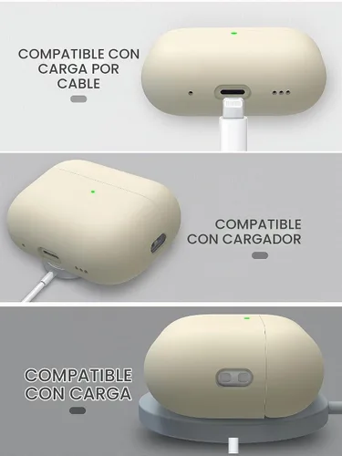 Vista 5 de Funda de silicona líquida para AirPods Pro 2 (2023/2022), funda rígida híbrida protectora de triple capa a prueba de golpes, compatible con AirPods