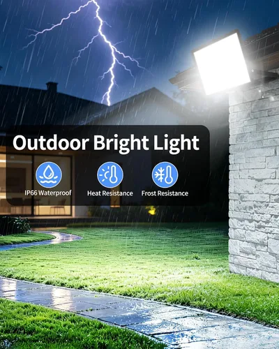 Vista 7 de Luz de inundación LED de 200 W para exteriores con enchufe+cable de 10 pies, luz de seguridad súper brillante de 24000 lúmenes, luz de trabajo LED