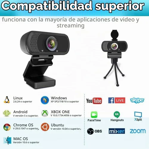 Vista 2 de ZIQIAN Cámara web 1080P con micrófono, cámara web HD USB para PC, ordenador