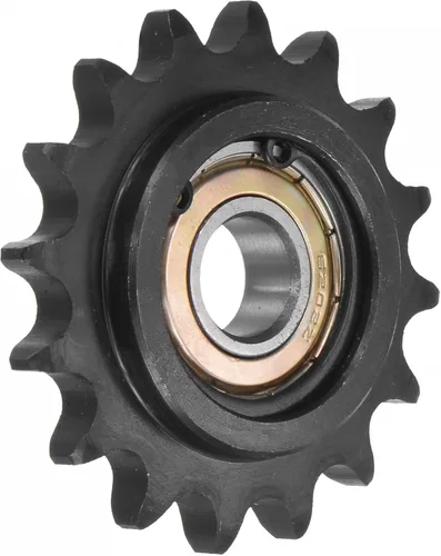 Vista 7 de uxcell Piñón tensor de cadena #40, diámetro de 0.591 in, 1/2 pulgada de paso 15 tensor de dientes, acabado de óxido negro C45 de acero al carbono