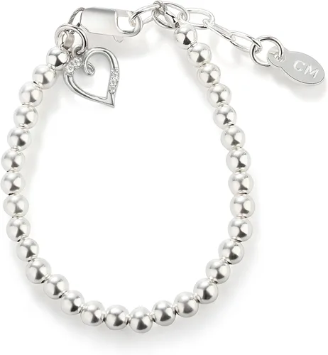 Vista 6 de Cherished Moments Pulseras apilables de plata de ley con dije de corazón para bebés, bebés, niños pequeños y niñas pequeñas Adulto (7.1 in- 7.5 in)