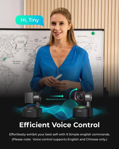 Vista 11 de OBSBOT Tiny 2 - Cámara web 4K con control de voz PTZ, seguimiento por IA en modos múltiples y enfoque automático, cámara web con sensor de 1/1.5