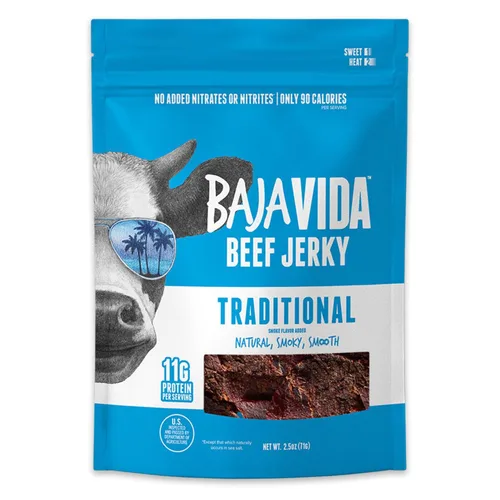 Vista 10 de Baja Beef Jerky - Cecina de res 100% natural, cetogénica, sin gluten, cecina artesanal baja en calorías, 0.46 oz de proteína por porción, sin