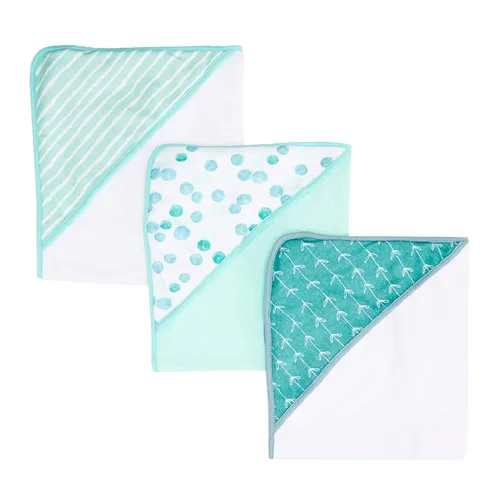 Vista 3 de Spasilk Juego de toallas con capucha para niños y niñas recién nacidos, toallas de bebé de rizo suave, esenciales para el baño del bebé, ideal Azul