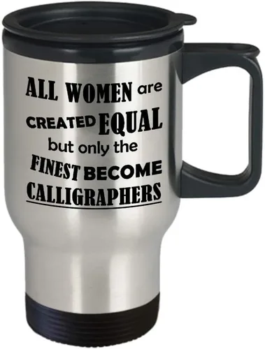 Vista 2 de Gifts for Calligrapher Travel Mug Insulated Coffee Tumbler - Calligraphy Hobby Lettering Design Artist Calligraphic Lover Funny Cute Gag