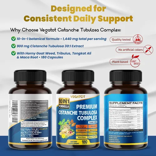 Vista 9 de Vegatot Cistanche Complejo 10 en 1, 1440 mg con hierba de cabra, 180