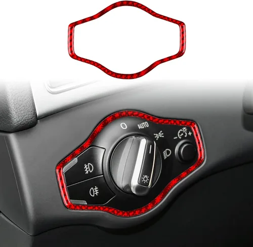 Vista 9 de Fibra de carbono, para Audi Q5/A4/A5 2009-2016, cubierta de marco de botón para faros de automóvil, accesorios interiores, color negro