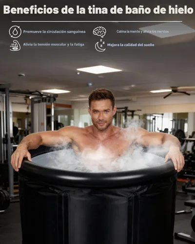 Vista 2 de XL - Bañera de hielo para atletas y adultos, bañera de hielo de 105 galones, bañera fría con cubierta para interiores y exteriores, bañera