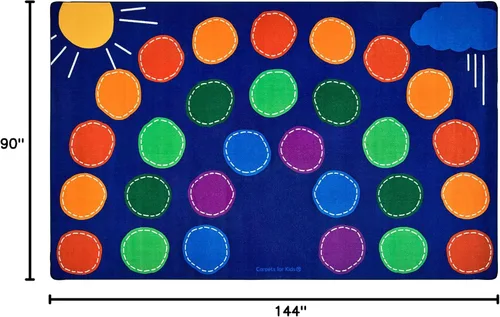 Vista 3 de Carpets for Kids 8412 Rainbow Seating Classroom KidsTeen - Alfombra rectangular de 7 pies 6 pulgadas x 12 pies, multicolor