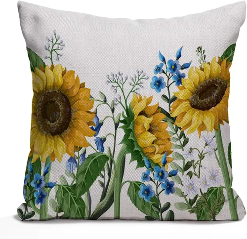 Vista 17 de Nphuriy Funda de almohada con diseño abstracto de estrellas de Estados Unidos sobre fondo azul, funda de almohada decorativa de algodón y lino Multi