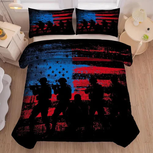 Vista 47 de kxry Juego de edredón de 250 años de Estados Unidos, tamaño individual, ropa de cama vintage de estatua de la libertad y bandera estadounidense