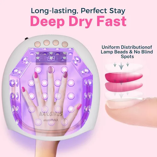 Vista 4 de NAILGIRLS Lámpara de uñas LED UV de 80 W, pantalla LCD con sensor automático, luz UV para uñas de gel con 4 temporizadores de curación flash