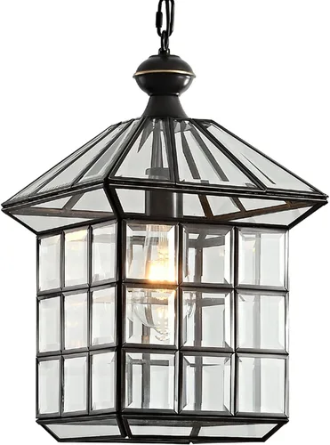 Vista 7 de Milaii Luces colgantes de cobre y latón para exteriores, impermeable, para porche, lámpara exterior con cristal transparente para exteriores, patio