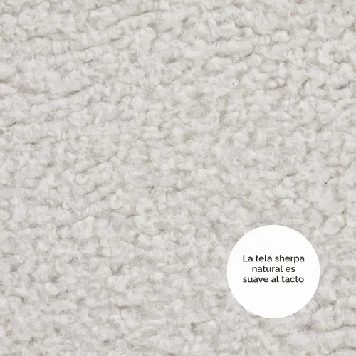 Vista 10 de Otomano Linon Home Décor con base de madera redonda y funda de sherpa color crema Lexington (AMZN2305)