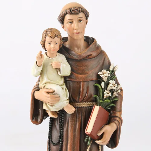 Vista 2 de Estatua católica de San Antonio de BC, figura bendita, regalo religioso para papá, decoración inspiradora para el hogar, 6 pulgadas de alto, Realista