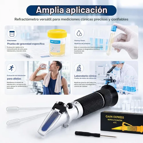 Vista 8 de Refractómetro clínico con ATC, proteína sérica de triple escala/gravedad específica de la orina/índice de refracción
