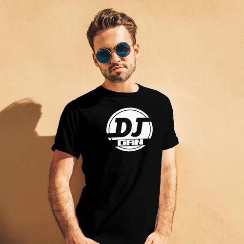 Vista 4 de Camiseta personalizada con el logotipo de DJ para hombre, añade tu nombre, Negro