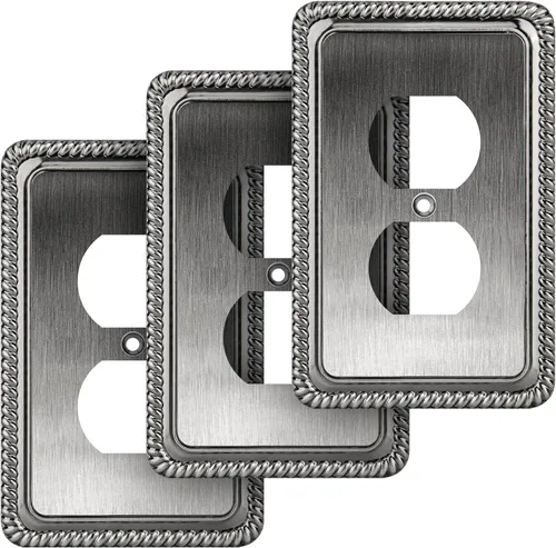 Vista 35 de Henne Bery Rope Edge - Placa decorativa de pared para interruptor (placa lisa, 2 unidades, bronce antiguo)