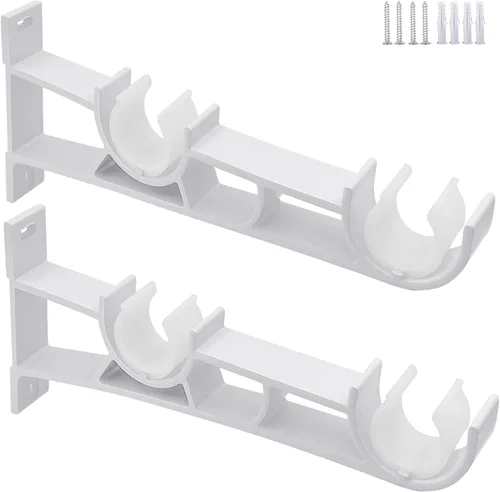 Vista 13 de Soportes dobles para cortinero, ganchos resistentes para cortinero, soportes para barra de cortina montados en la pared para cortinero de 1 pulgada