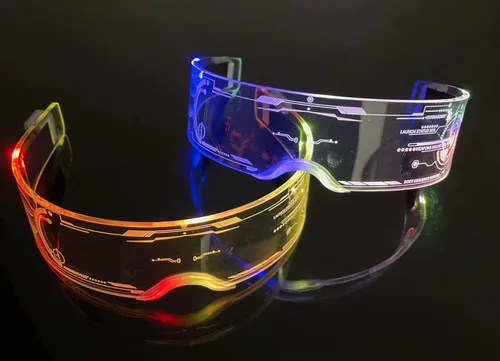 Vista 5 de ARSIE - Gafas coloridas con luz LED para fiesta (paquete de 2) Cyberpunk para disfraz, cosplay, Halloween, bar, club, fiesta, concierto en vivo
