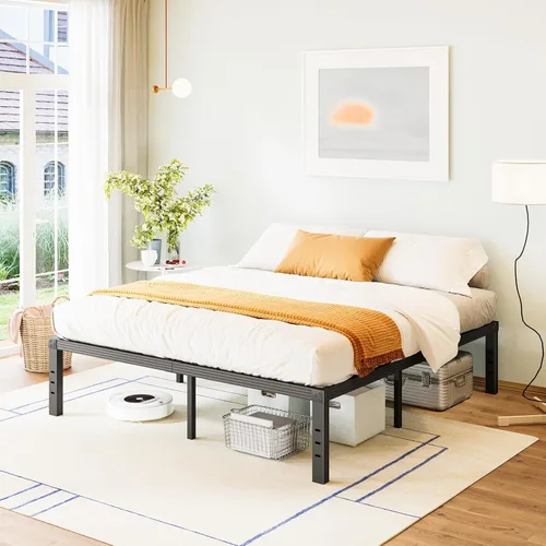 Vista 10 de FSCHOS Marco de Cama de Plataforma de Metal Twin - 12 Pulgadas, No Necesita Somier, Extra Resistente, Fácil Montaje, Sin Ruido, Negro