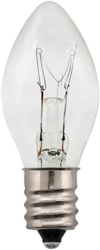 Vista 6 de Creative Hobbies Paquete de 25 bombillas nocturnas de 4 W, incandescentes C7, transparentes, combustión constante, 4 vatios, base de candelabro E12