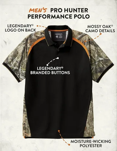 Vista 4 de Legendary Whitetails Mens Pro Hunter Performance Polo