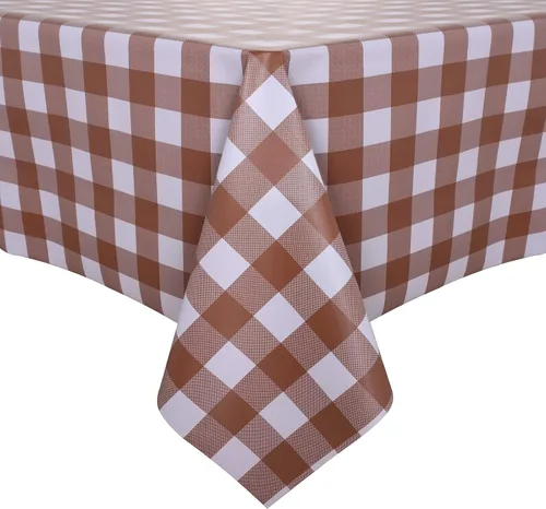 Vista 22 de Obstal Mantel 100% impermeable de PVC, mantel rectangular de vinilo a prueba de aceite y derrames, cubierta de mesa lavable para uso en exteriores e