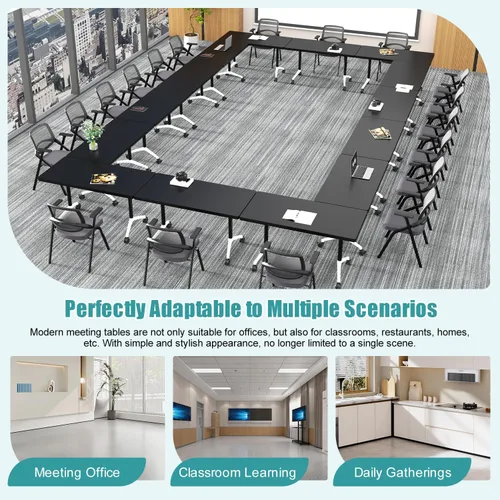 Vista 9 de Folding Conference Table with Wheels, 70.8" Flip-top Training Table, 4Pack Black 1