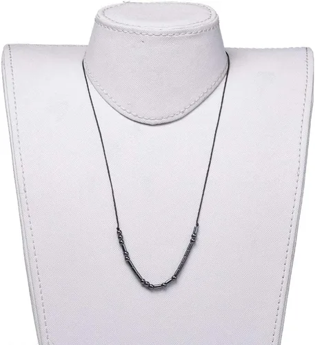 Vista 5 de Collar de hematita ajustable con cuentas con código morse I Love You 29.5" P686, Piedra, Hematita